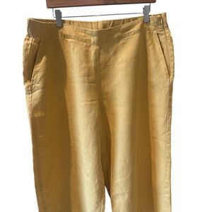 J.Jill LOVE LINEN 100% Linen Cropped Pants in‎ Golden Sun Large Petite Yellow